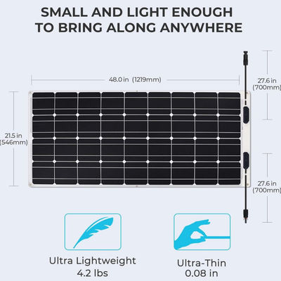 Θαλάσσιο RV Thin 100w Ευέλικτο Ηλιακό Πίνακα Κελί IP68 Αδιάβροχο ODM