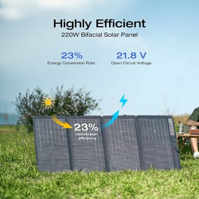 220 Watt φορητό ηλιακό πάνελ διπρόσωπο μονόκρυσταλλικό για εξωτερικούς χώρους