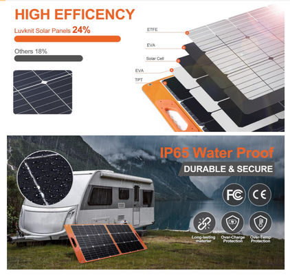 100 Watt Δυνατό να αναδιπλωθεί ηλιακή κουβέρτα Φορητά ηλιακά πάνελ για εξωτερικούς χώρους
