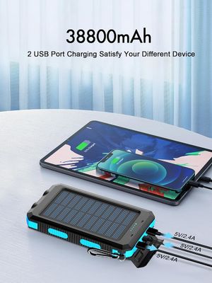 38800mAh Ηλιακή Ενέργεια USB Power Bank Αδιάβροχη για υπαίθρια κατασκήνωση